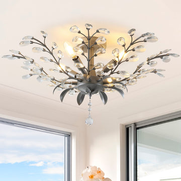 Elisana 26" ontemporary Bohemian Iron/Acrylic LED Semi Flush Mount - JONATHAN Y
